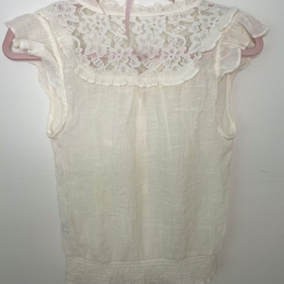 White/Cream Ruffle Top - Picture 2 of 7